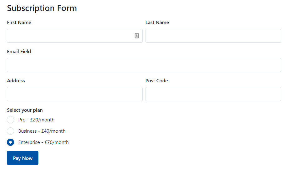 Subscription Form